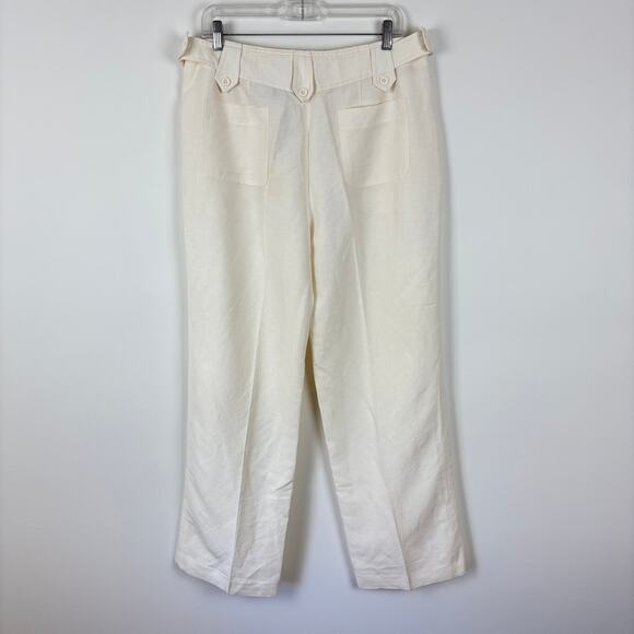 Kasper White Trouser Pants Linen Blend 12 pockets casual career office - Picture 7 of 9